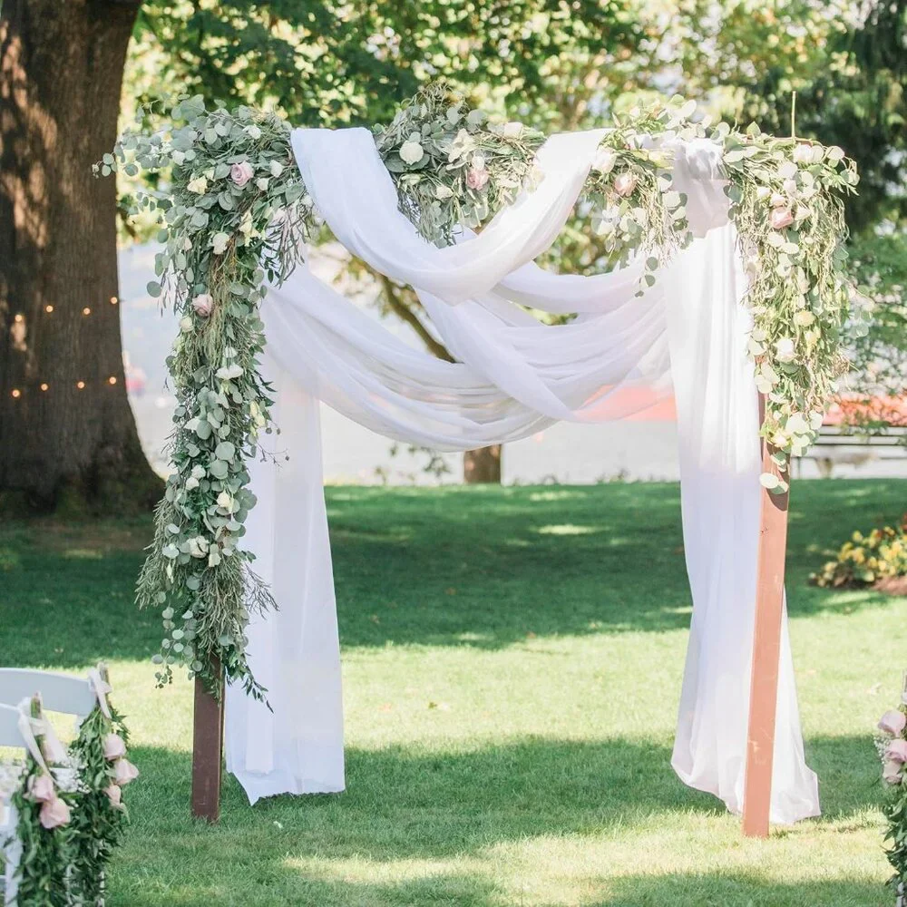 Wedding Arch Draping Fabric Ivory, White 2 Panels 6 Yards Sheer Chiffon Backdrop